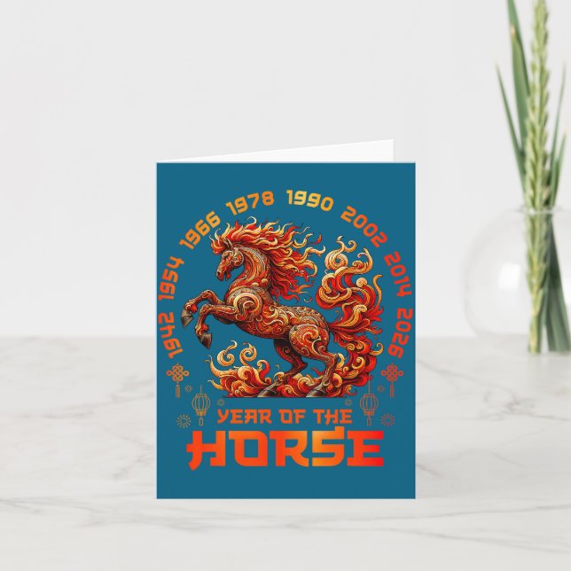 Fire Horse Chinese Zodiac Symbol 2026 Lunar New Ye Karte (Vorderseite)