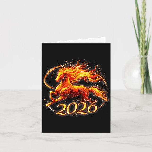 Fire Horse Chinese Zodiac Symbol 2026 Lunar New Ye Karte (Vorderseite)