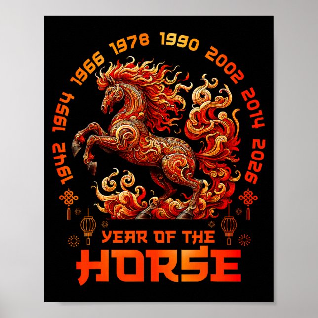 Fire Horse Chinese Zodiac Symbol 2026 Lunar New Ye Poster (Vorne)