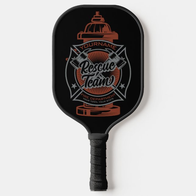 Fire Hydrant ADD NAME Fire Fighter Rescue Team Pickleball Schläger (Vorderseite)