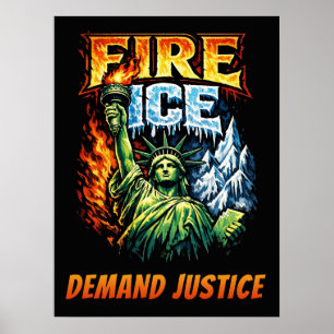 FIRE ICE Anti-ICE Protestschild, Download, Poster