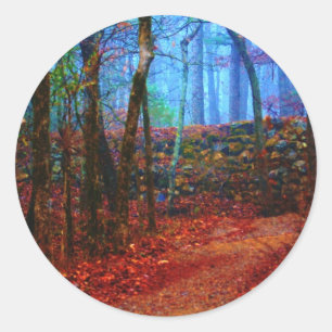 Fire & Ice Forest Oil Painting Geschenke Bekleidun Runder Aufkleber