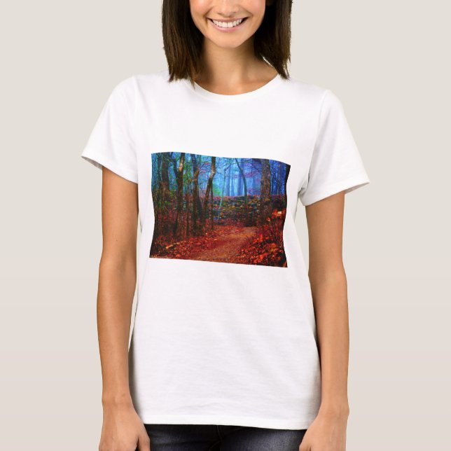 Fire & Ice Forest Oil Painting Geschenke Bekleidun T-Shirt (Vorderseite)