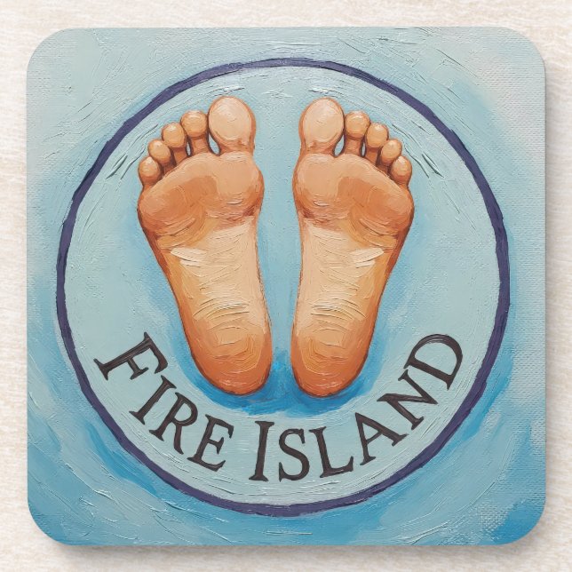 Fire Island barefoot & fancy free! Funny host gift Getränkeuntersetzer (Vorderseite)