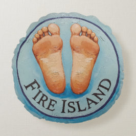 Fire Island barfuß und frei! Lustiges Gastgeschenk Rundes Kissen