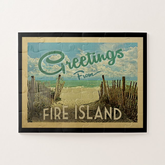 Fire Island Beach Vintage Travel Puzzle (Horizontal)