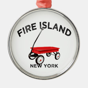 Fire Island große Version Roter Wagen Long Island Ornament Aus Metall