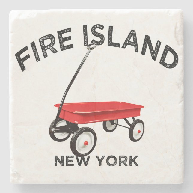 Fire Island große Version Roter Wagen Long Island  Steinuntersetzer (Vorderseite)