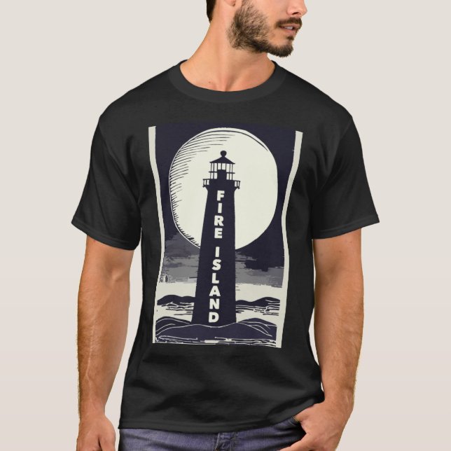 Fire Island Lighthouse New York Moon  T-Shirt (Vorderseite)