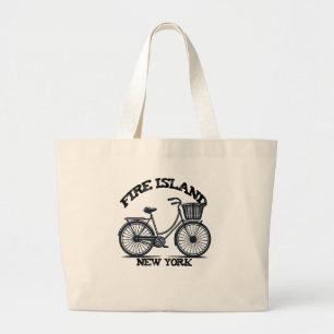 Fire Island New York Blaues Fahrrad Vintage Vibes Jumbo Stoffbeutel