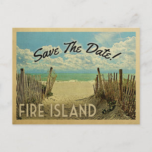 Fire Island Save The Date Vintage Strand Nautical Ankündigungspostkarte