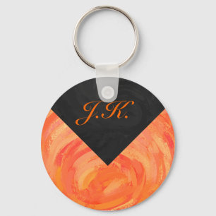 Fire Lake Orange and Black Monogram Schlüsselanhänger