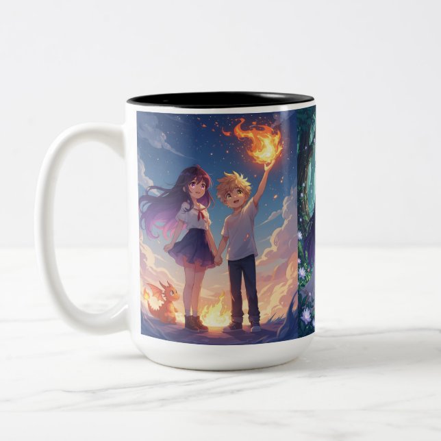 Fire Legend Kids Mug – for boys and girls Zweifarbige Tasse (Links)