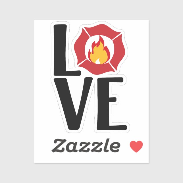 FIRE-LIEBE mit maltesischem Kreuz und Flamme [FL11 Aufkleber (Blatt)