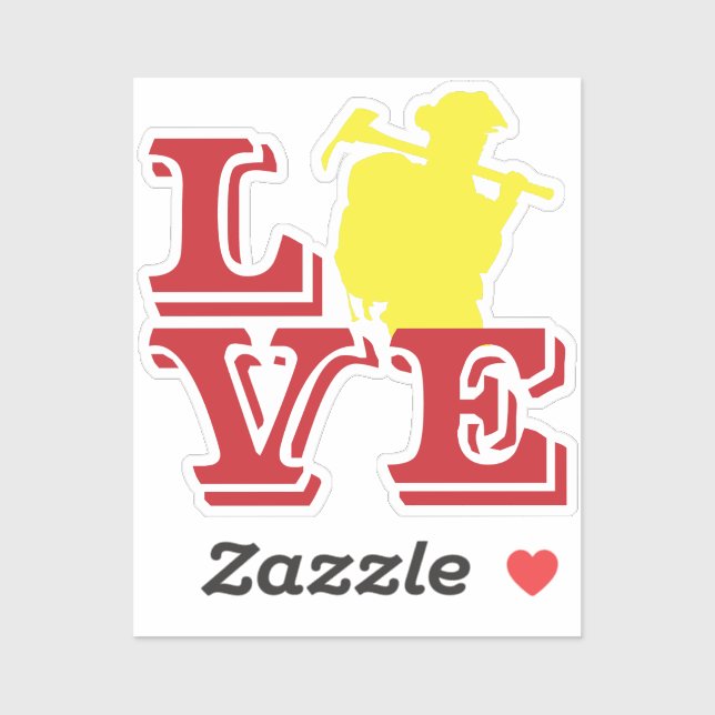 FIRE-LIEBE mit Wildland-Feuerwehrmann [FL13] Aufkleber (Blatt)