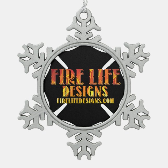 FIRE LIFE DESIGN CO [Logo 1] Schneeflocken Zinn-Ornament (Vorderseite)