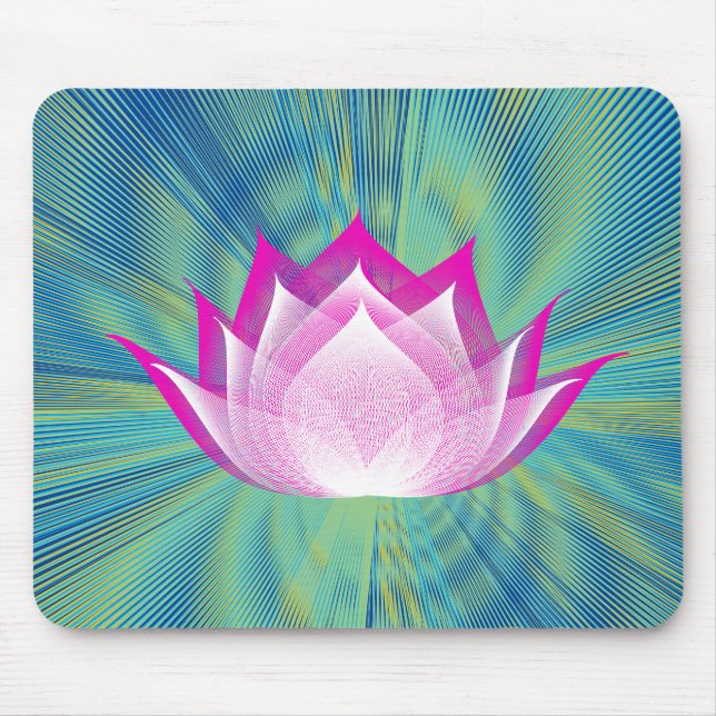 Fire Lotus Black Teal Pink Green Floral Template Mousepad (Vorne)