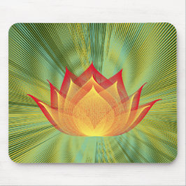Fire Lotus Black Yellow Green Floral Template Mousepad