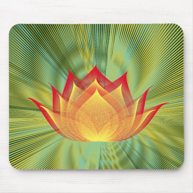 Fire Lotus Black Yellow Green Floral Template Mousepad (Vorne)