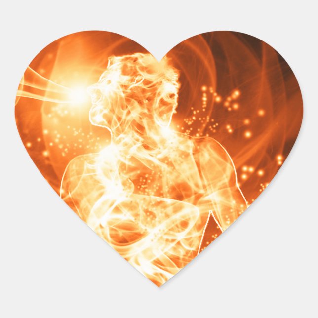 Fire Man Herz-Aufkleber (Vorderseite)