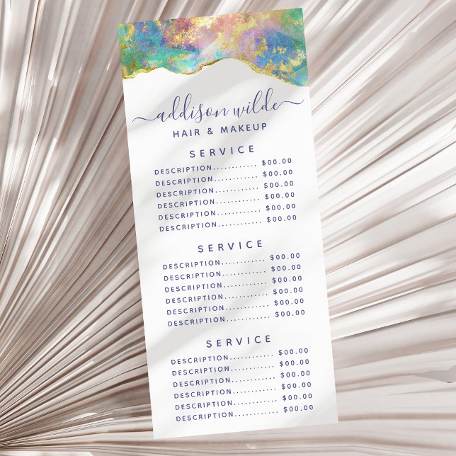 Fire Opal Rainbow Gemstone Business Menu Werbekarte (Von Creator hochgeladen)