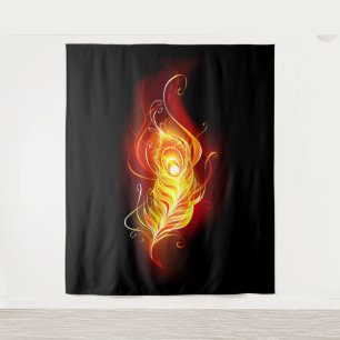 Fire Peacock Feather Wandteppich