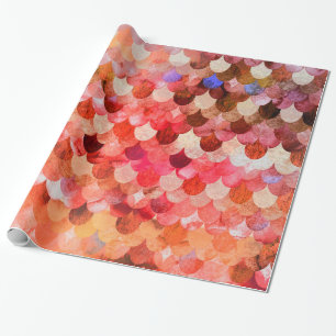 Fire Red Mermaidscales Mermaid Fishscales Scales Geschenkpapier