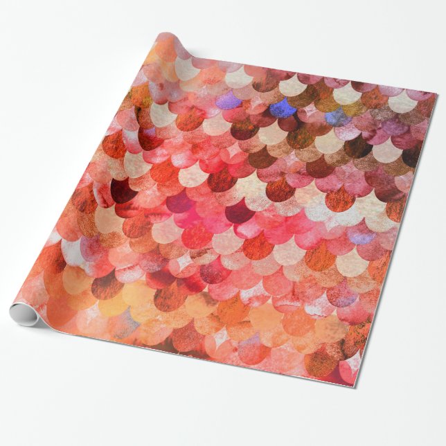 Fire Red Mermaidscales Mermaid Fishscales Scales Geschenkpapier (Ungerollt)