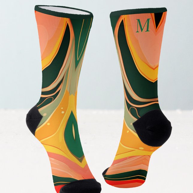 Fire red yellow organic lines modern  socken (Von Creator hochgeladen)