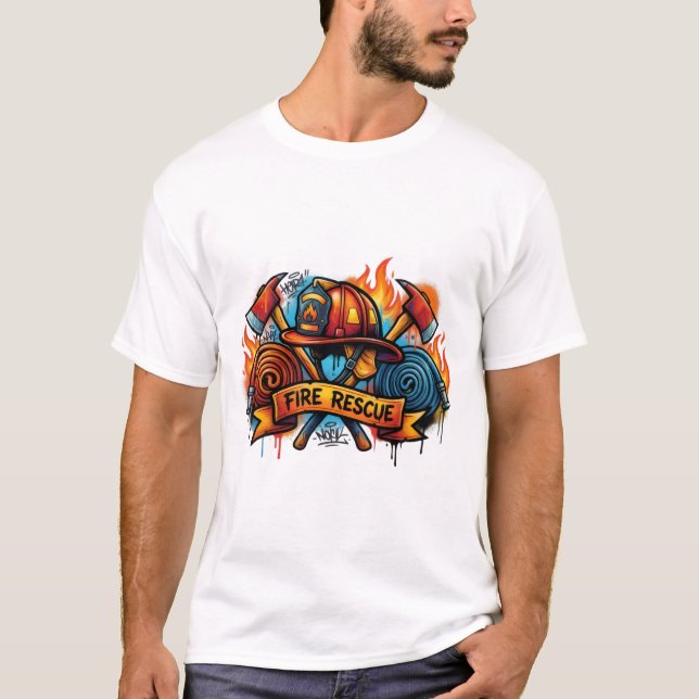 Fire Rescue Graffiti Street Art T-Shirt (Vorderseite)