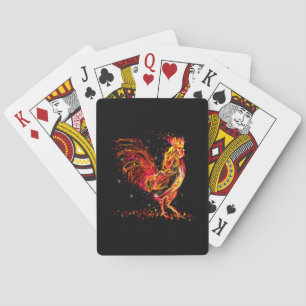 Fire Rooster. Brauner Tierklingel Spielkarten