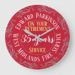 Fire Service Retirement Award with Years Served Große Wanduhr