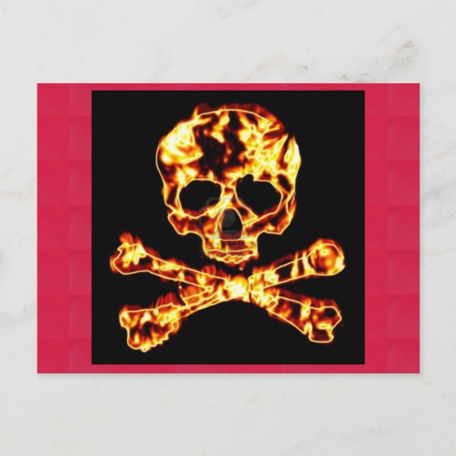 fire skull AND CROSSBONES Postkarte (Vorderseite)