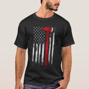 Fire Thire Red Line American Flag AX für Firefight T-Shirt
