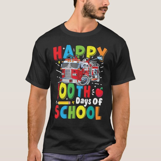 Fire Truck 100 Day of School Apparel for Teachers  T-Shirt (Vorderseite)