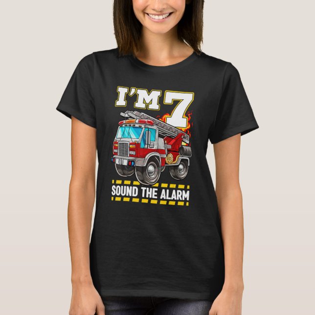 Fire Truck 7th Birthday Boy Toddler Firefighter 7 T-Shirt (Vorderseite)
