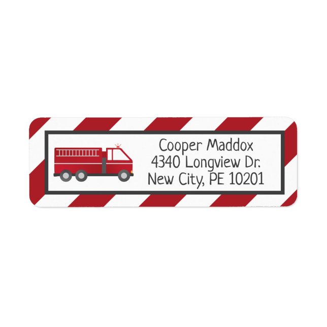 Fire Truck Address Labels for Firefighter Birthday (Vorne)