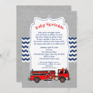 Fire Truck Baby Sprinkle Einladung, marinebräu Einladung