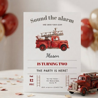 Fire Truck Birthday Invitation Sound the Alarm Einladung