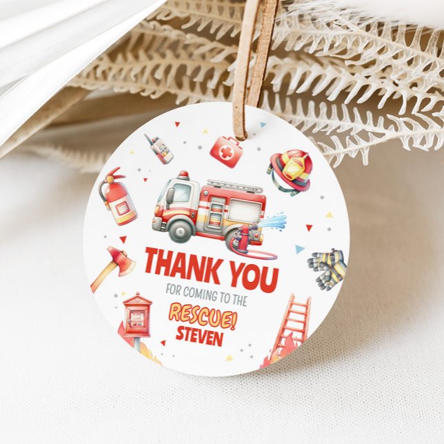 Fire Truck Birthday Party  Geschenkanhänger (Fire Truck Birthday Party Favor Tags)