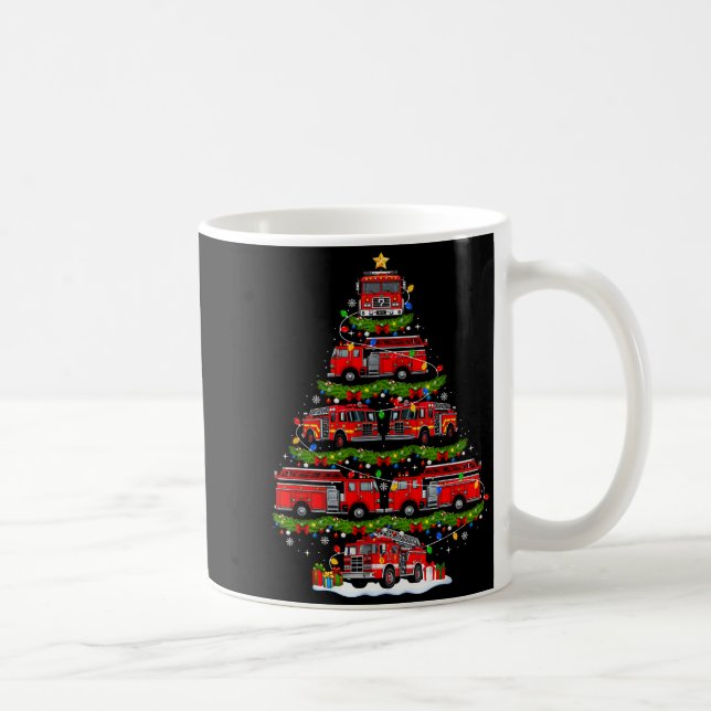 Fire Truck Firefighter Christmas Tree Lights Xmas  Kaffeetasse (Rechts)