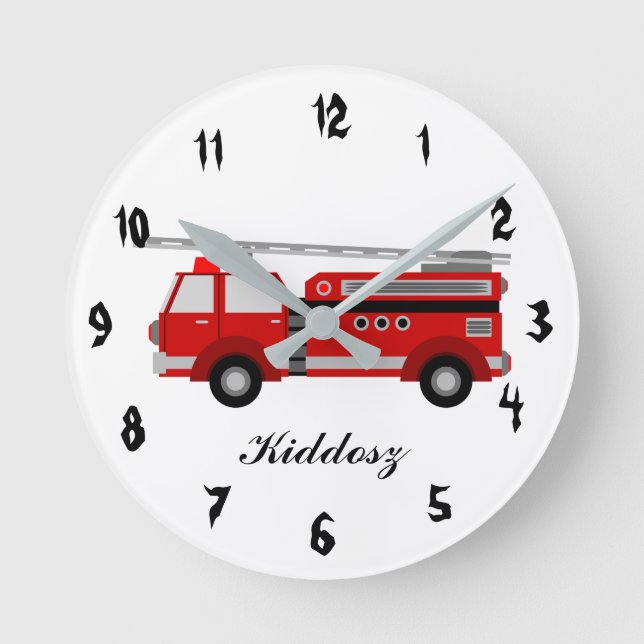 Fire Truck Runde Wanduhr (Vorderseite)