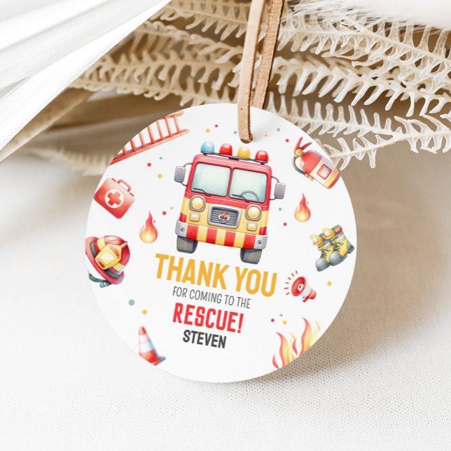 Fire Truck Sound the Alarm Baby Shower Geschenkanhänger (Fire Truck Birthday Party Favor Tags)