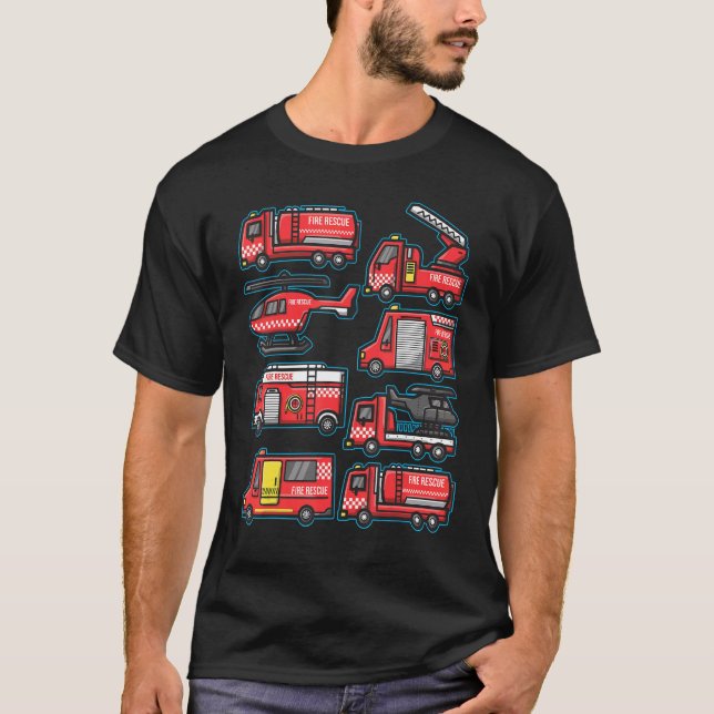 Fire Truck Trucker trailer Ladder kids adults Men T-Shirt (Vorderseite)