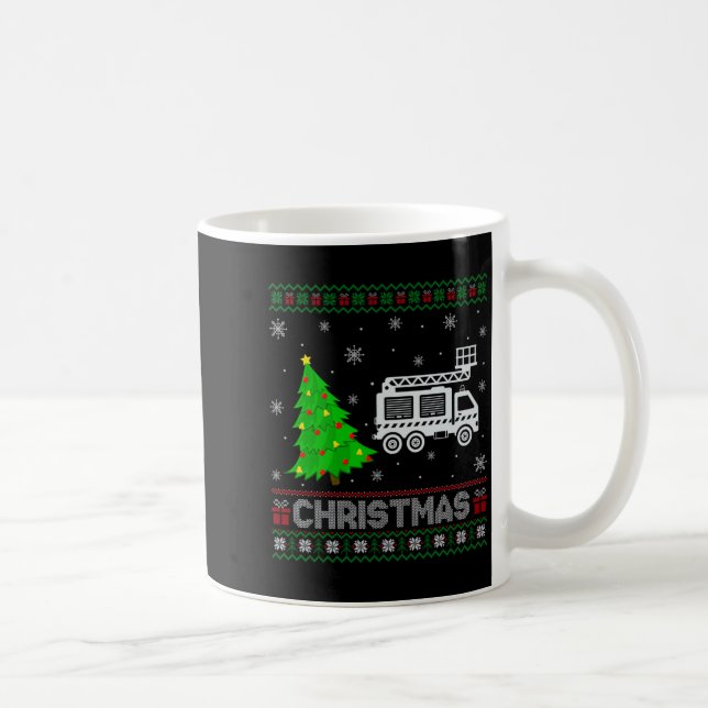 Fire Truck Xmas Tree Lighting Ugly Christmas Sweat Kaffeetasse (Rechts)