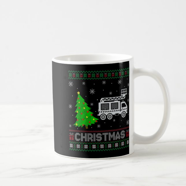Fire Truck Xmas Tree Lighting Ugly Christmas Sweat Kaffeetasse (Rechts)