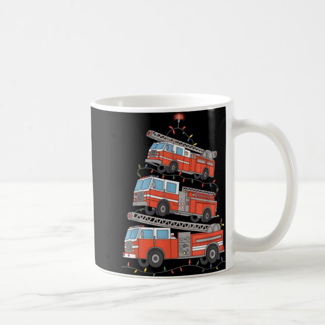 Fire Trucks Christmas Tree Lights Xmas Firefighter Kaffeetasse (Rechts)
