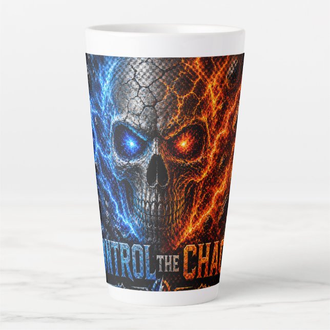 Fire vs Ice Skull 3D Shirt –  Milchtasse (Vorderseite)