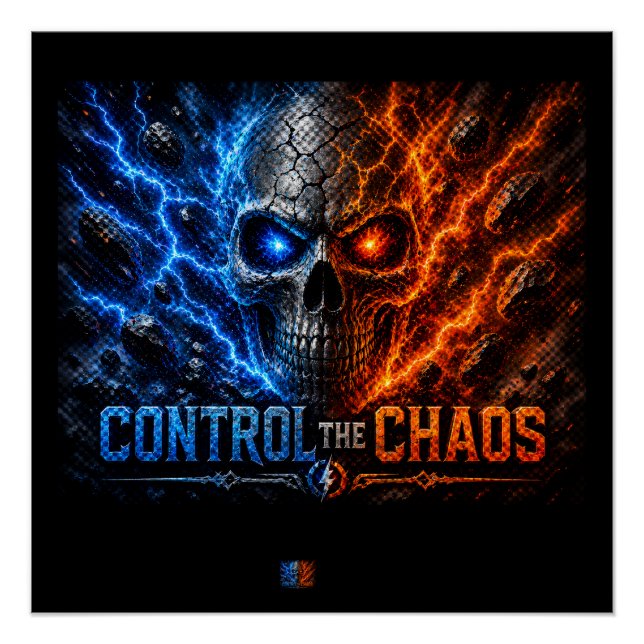 Fire vs Ice Skull 3D Shirt –  Poster (Vorderseite)