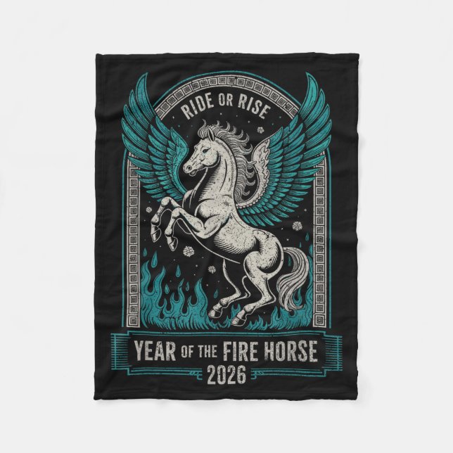 Fire Year Of The Horse – Chinese Zodiac New Year 2 Fleecedecke (Vorderseite)